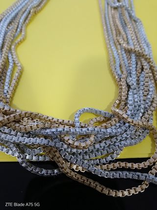 Collana vintage colori oro e argento multifilo