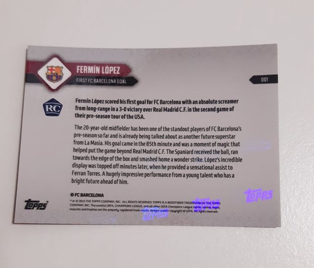 Carta Fermín López Topps Now RC