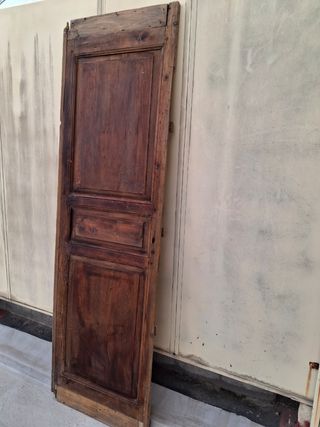 Biombo antiguo 2 puertas -madera y cristal.