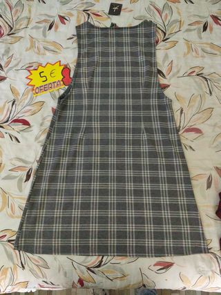 Vestido cuadros gris blanco - sin mangas