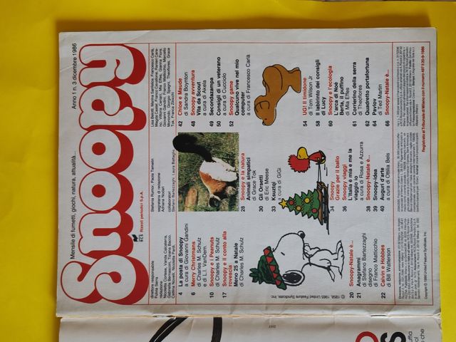 Snoopy rivista Natale 1986