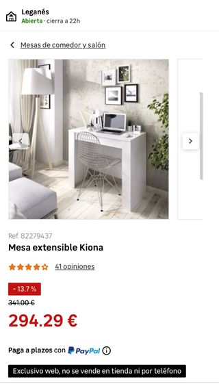 Mesa extensible Kiona blanca.