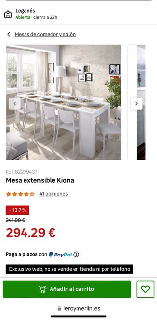 Mesa extensible Kiona blanca.