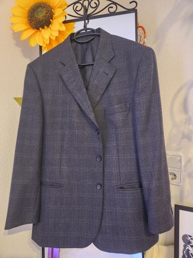 Traje gris lana merino caballero