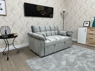 SOFA CAMA GRIS TERCIOPELO