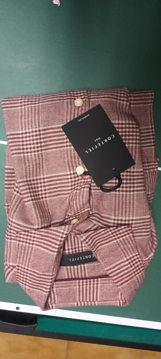 Camisa Cortefiel cuadros marrón-rojo
