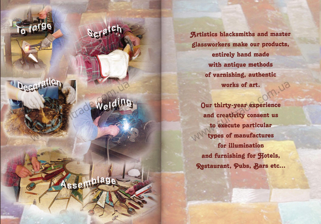 Lampara suspendida de forja y cristal de Murano