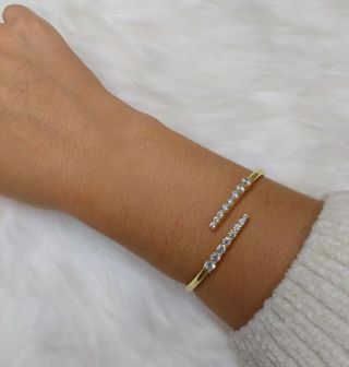 Pulseira prata dourada com Zircônias