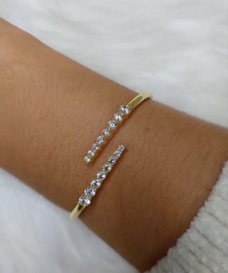 Pulseira prata dourada com Zircônias