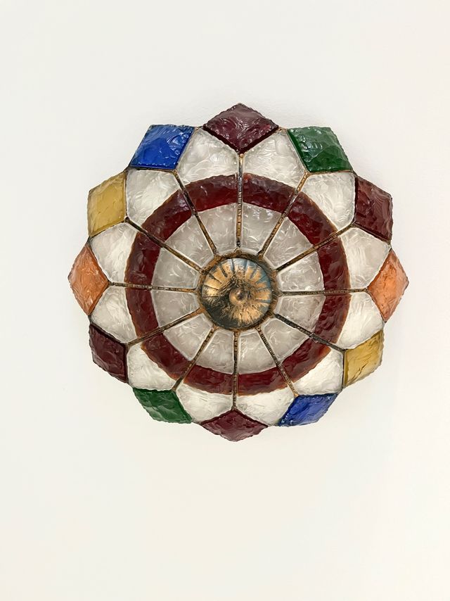 Lampara plafon de forja y cristal de Murano