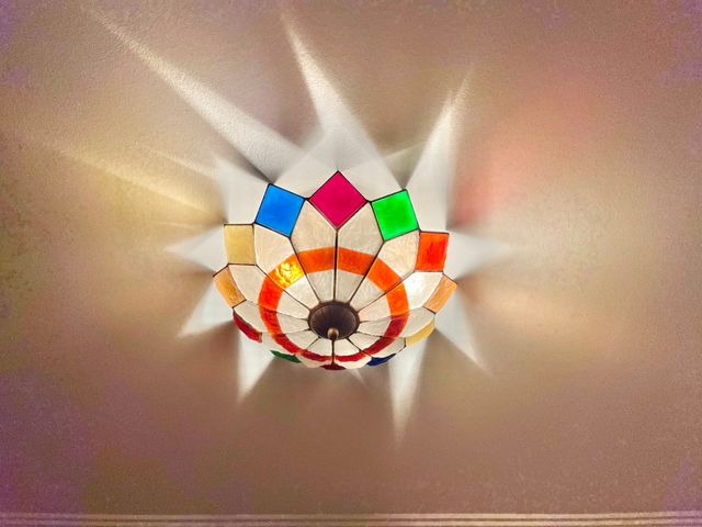 Lampara plafon de forja y cristal de Murano