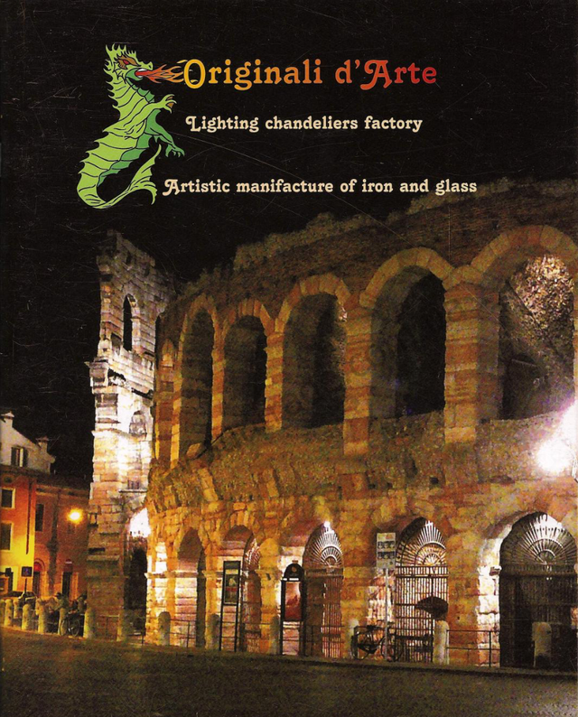 Lampara plafon de forja y cristal de Murano