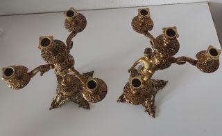 ANTIGUOS CANDELABROS EN BRONCE MACIZO