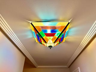 Lampara plafon de forja y cristal de Murano