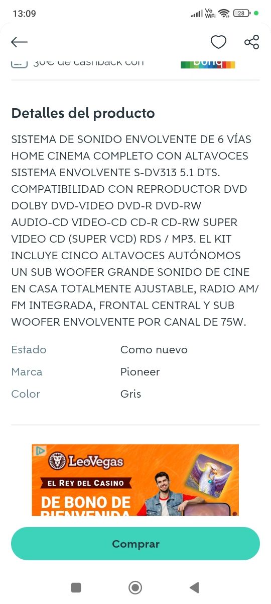 Home Cinema Pioneer DV-313 - Gris Plata