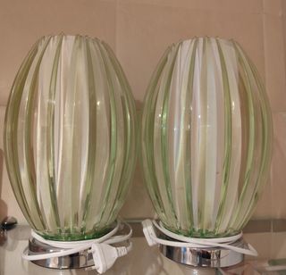 2 Lámparas mesilla noche - Verde & Blanco