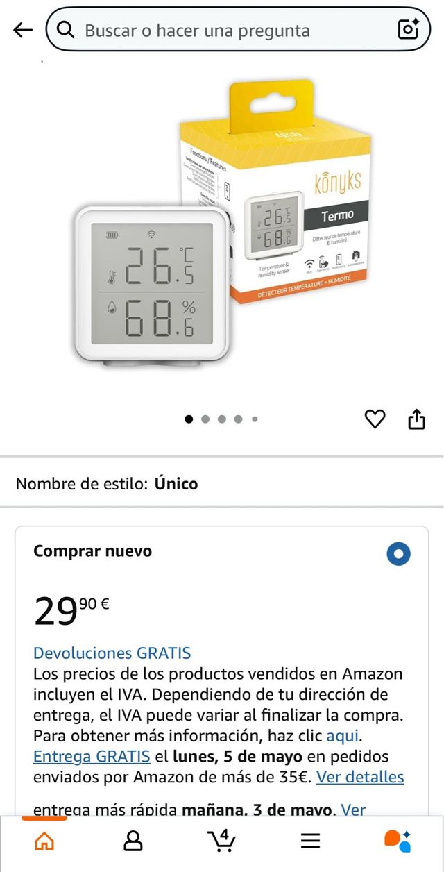 Konyks Termo TermómetroHigrómetro WiFi compatible Alexa