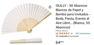 60 Abanicos blancos de papel para boda