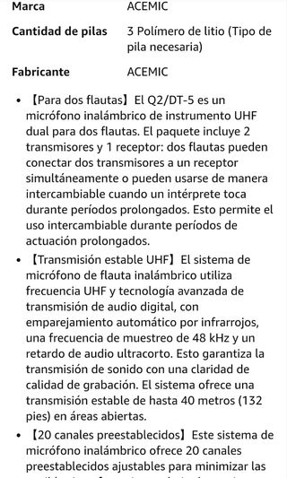 Micrófono inalámbrico para flauta
