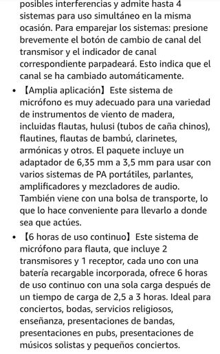 Micrófono inalámbrico para flauta