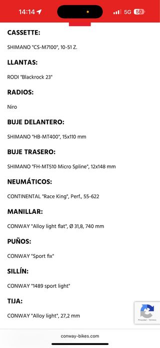 Bicicleta Conway XC Trail 29