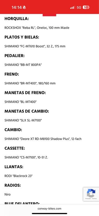 Bicicleta Conway XC Trail 29