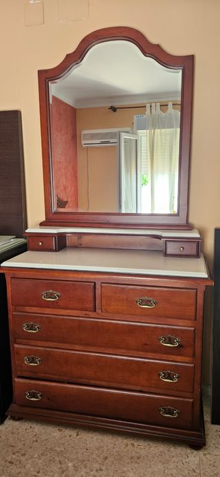 Sinfonier con espejo - Madera y mármol