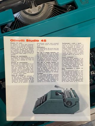 Maquina de escribir: Olivetti Studio 45 Vintage
