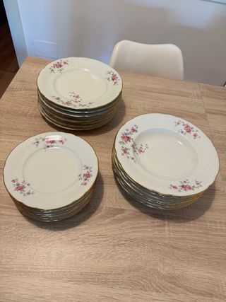 Vajilla Santa Clara porcelana blanca-dorada
