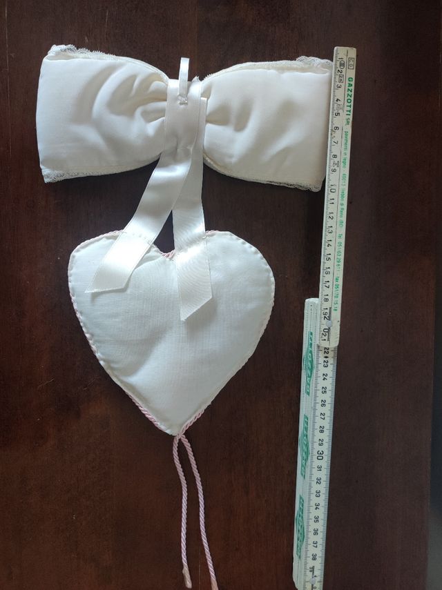 Fiocco nascita bimba - cuore ricamato