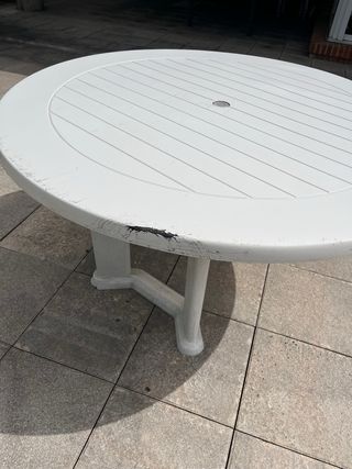 Mesa redonda jardín - plástico blanco