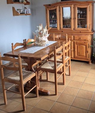 Set tavolo + credenza in pino massiccio