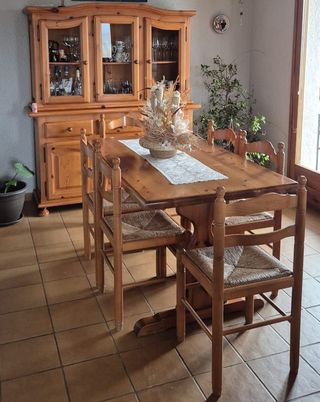 Set tavolo + credenza in pino massiccio