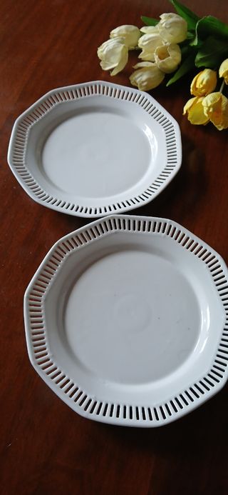 2 piatti porcellana vintage ottagonali