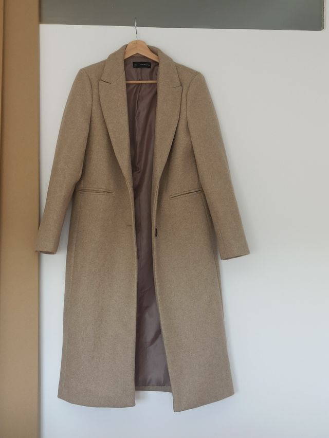 Abrigo lana beige mujer