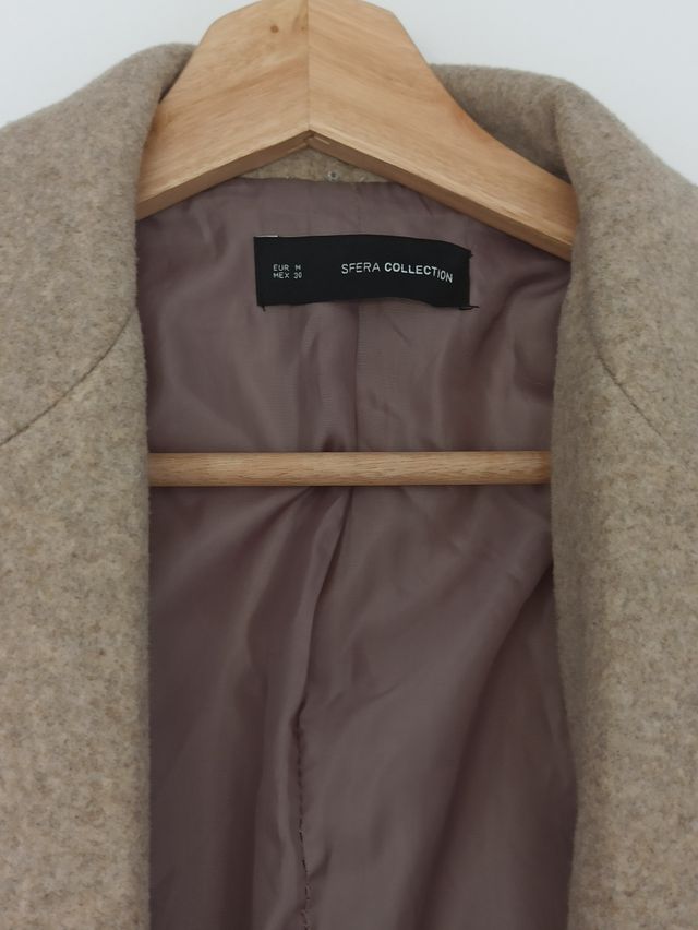 Abrigo lana beige mujer