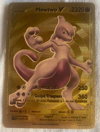 Cromo Pokemon Mewtwo V dorada