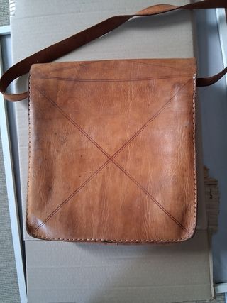 Bolso cuero marrón años 80