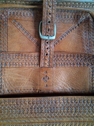 Bolso cuero marrón años 80