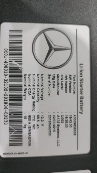 Batería Coche Li-ion Mercedes 58Ah