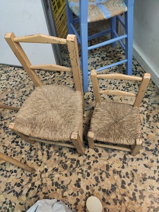2 sillas mimbre infantiles - beige