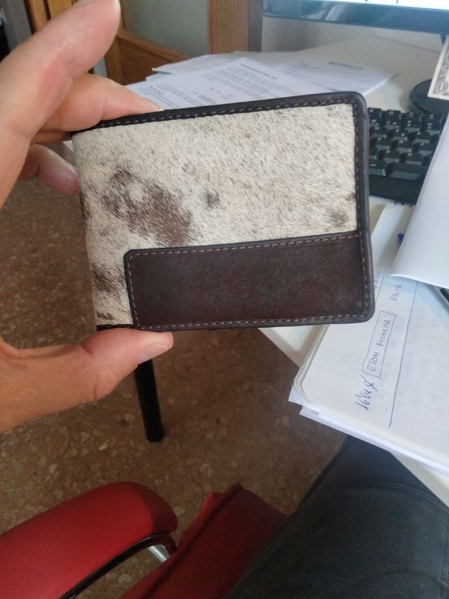 Cartera piel hombre beige-marrón