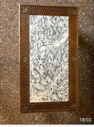 Mesa centro madera tallada mármol