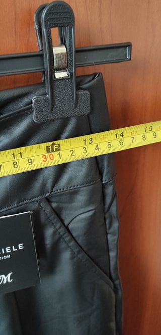 Pantaloni-leggins neri in ecopelle, XL-XXL