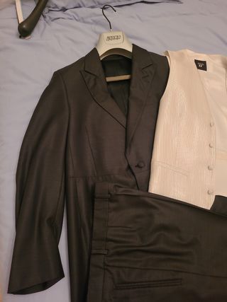 Traje Chaqué 3 piezas - Negro/Blanco
