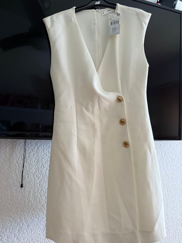 Vestido Blanco Mango - Talla xs