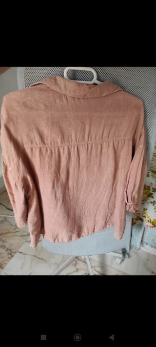 Camisa lino rosa Zara