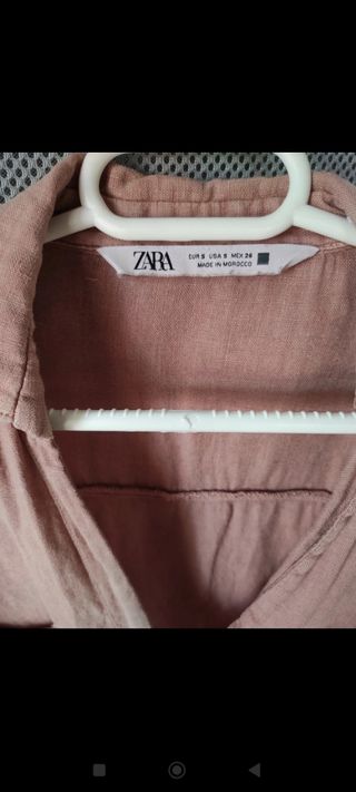 Camisa lino rosa Zara