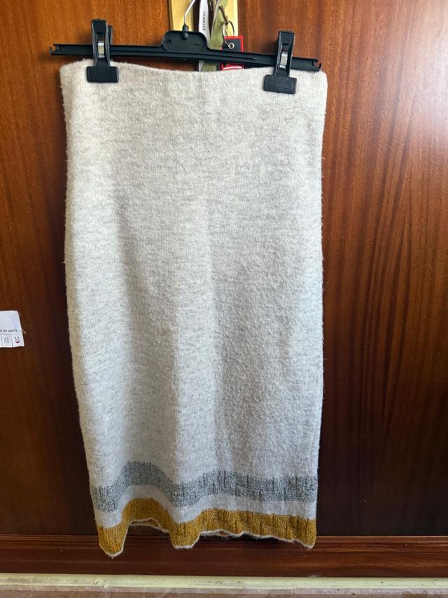 Falda punto  Mango M - Beig