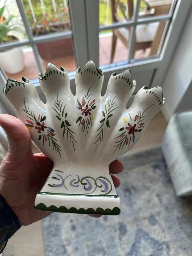 Jarrón 5 brazos cerámico pintado a mano